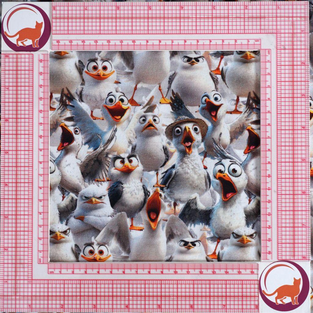 Baumwolljersey lustige Möwen Digitaldruck